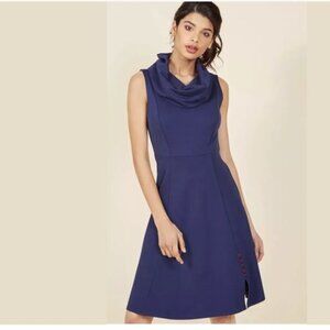 ModCloth Navy Blue Cowl Neck Dress